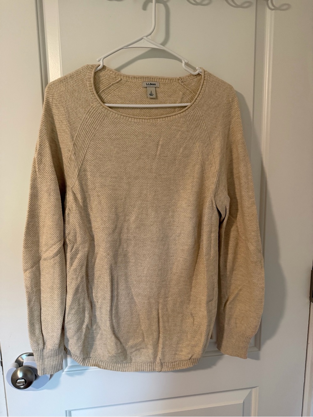 L.L. Bean Beige Crewneck Textured Knit Sweater